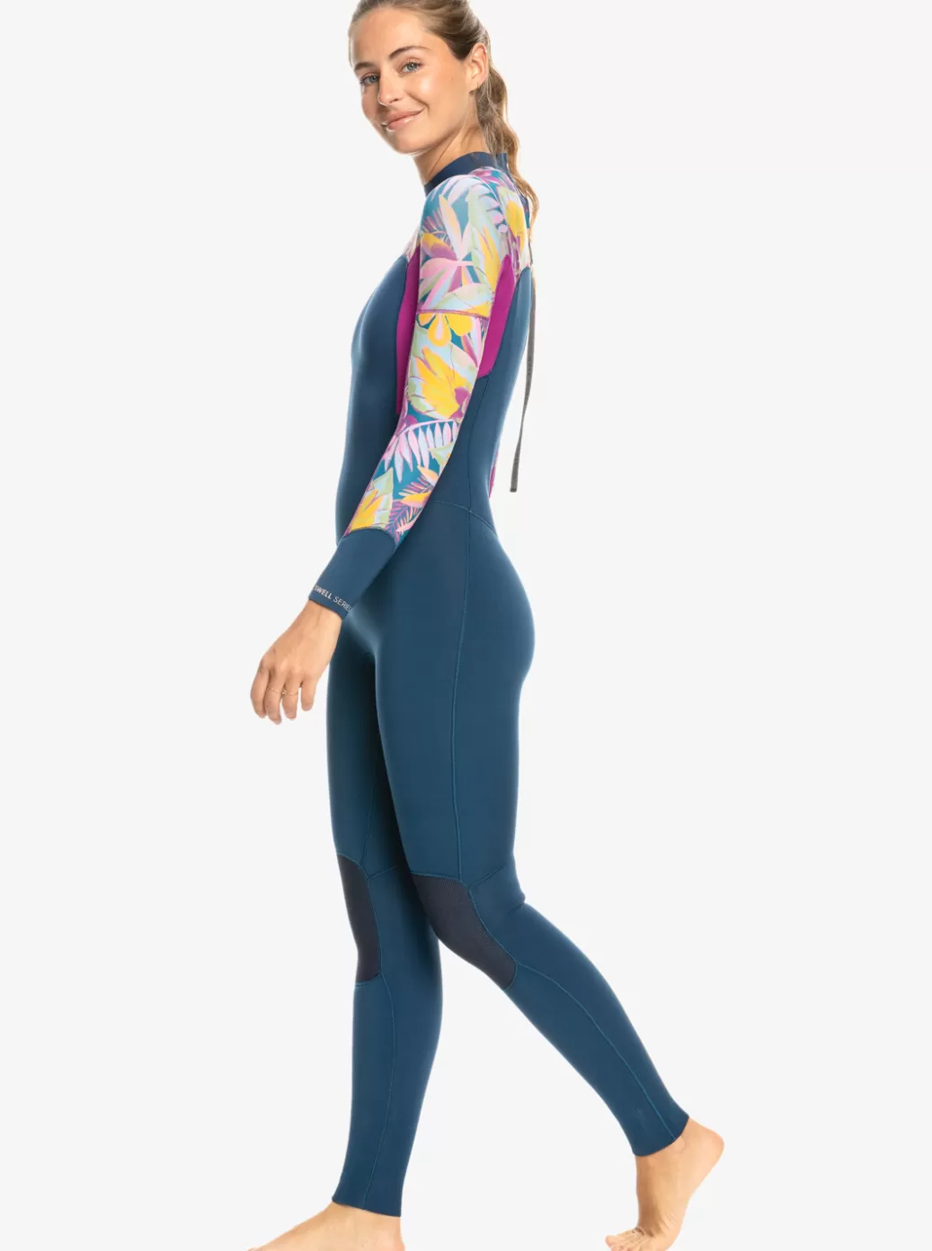 Swell Series | WOMEN ROXY 3/2mm Swell Series Back Zip Wetsuit Anthracite Hot Tropics Swim Ax