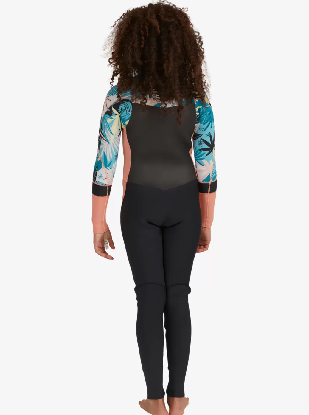 Surf | KIDS ROXY 3/2mm Syncro - Chest Zip Wetsuit for Girls Black/pale Coral/butter