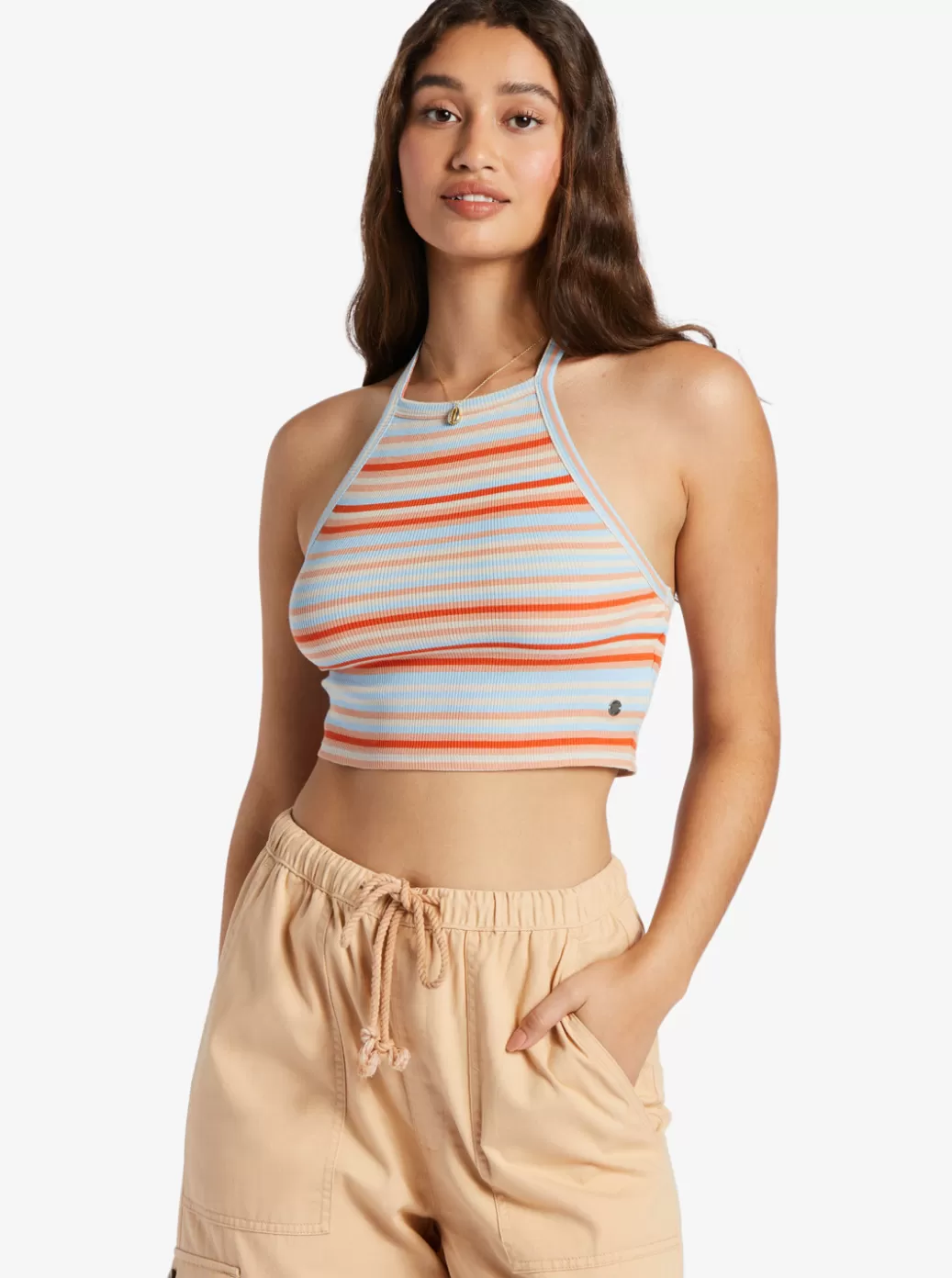 Tees & Tanks | Tops | WOMEN ROXY Beach Cruiser Crop Top Warm Sunset Stripe