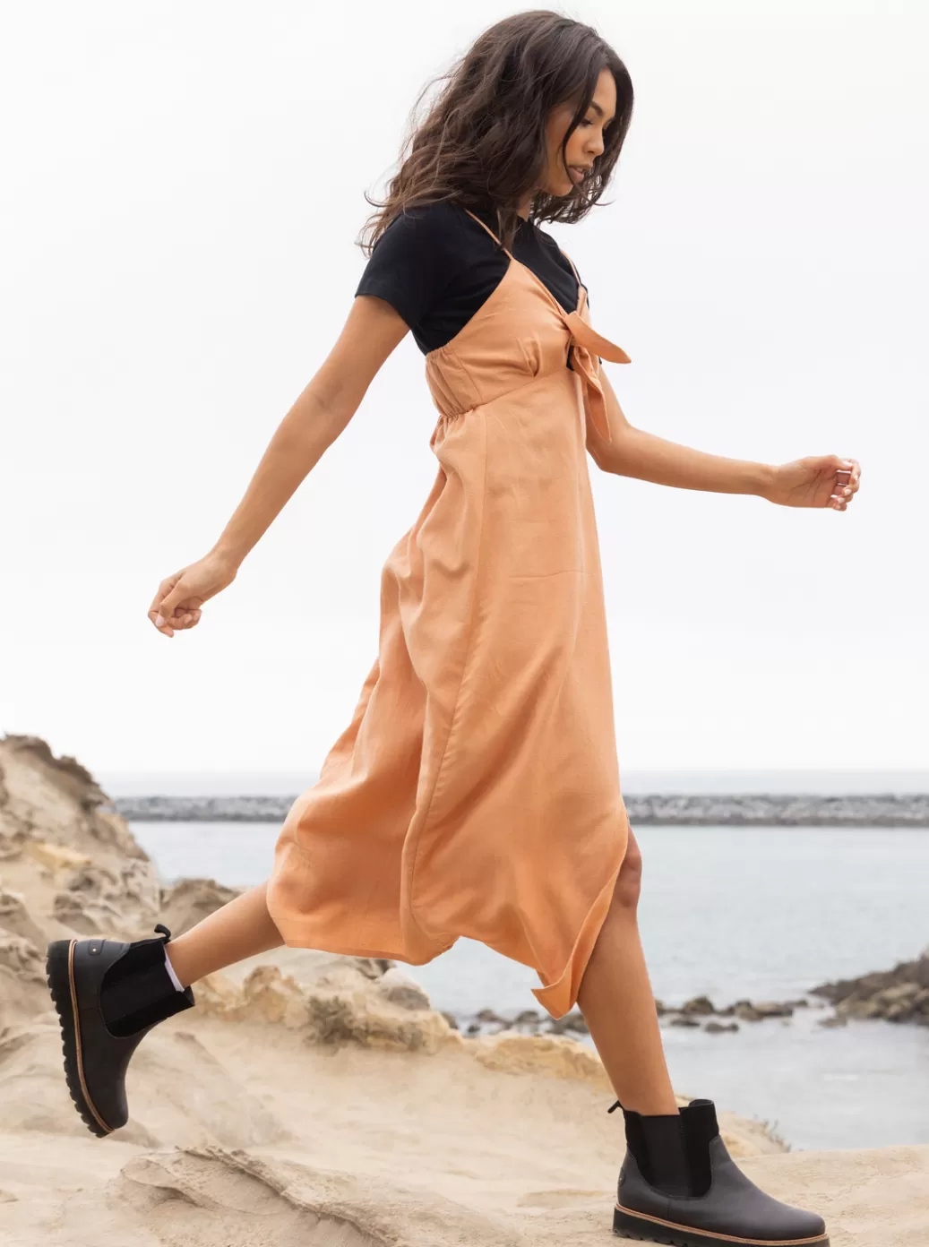 Dresses | WOMEN ROXY Bittersweet Step Midi Dress Toasted Nut