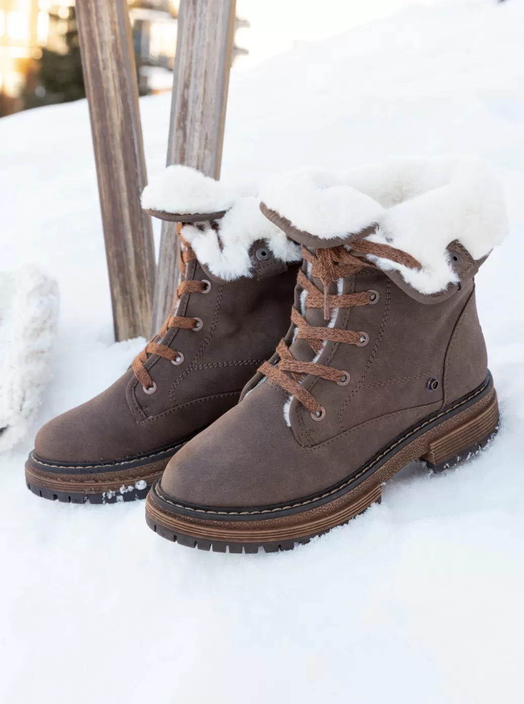 Boots | WOMEN ROXY Bruna Lace-Up Boots Chocolate