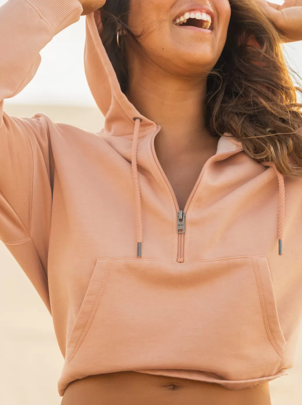 Loungewear | Fleece & Hoodies | WOMEN ROXY Drakes Cove Half Zip Half-Zip Sweatshirt Cafe Creme