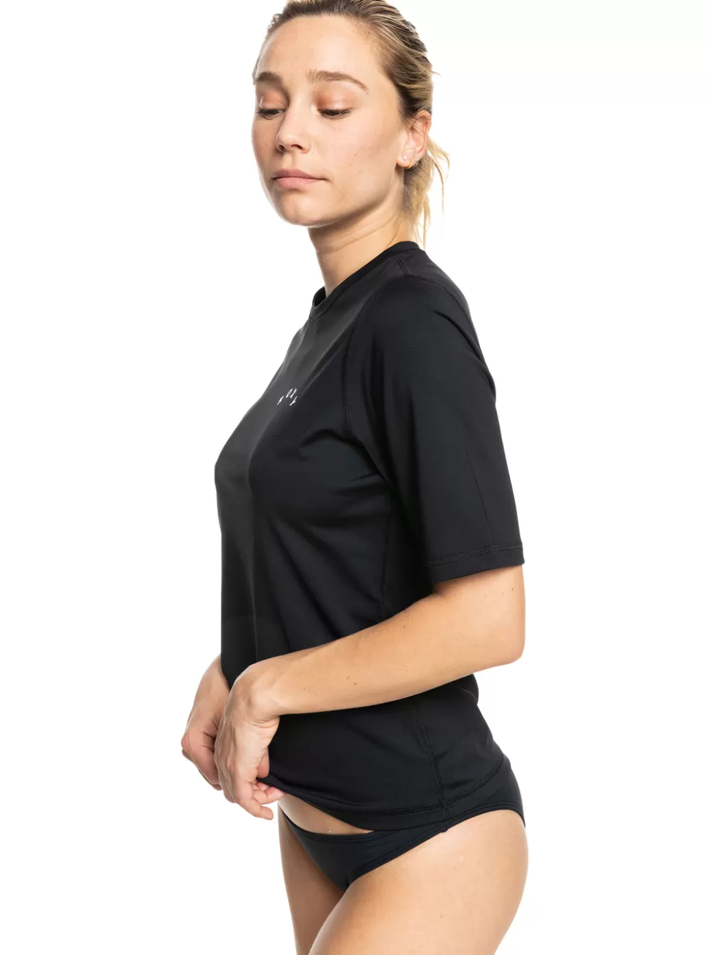 Rashguards | WOMEN ROXY Enjoy Waves Short Sleeve UPF 50 Rashguard Anthracite