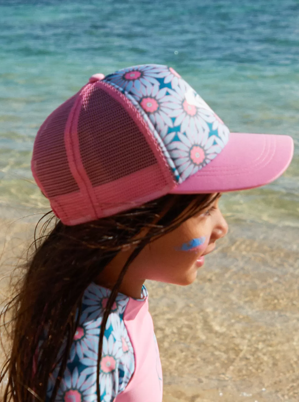 Accessories | KIDS ROXY Girl's 2-7 Sweet Emotions Trucker Hat Crystal Teal Sol Flower