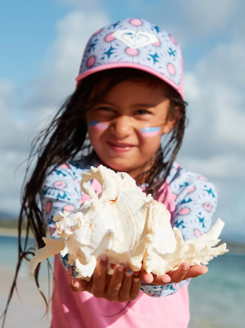 Accessories | KIDS ROXY Girl's 2-7 Sweet Emotions Trucker Hat Crystal Teal Sol Flower
