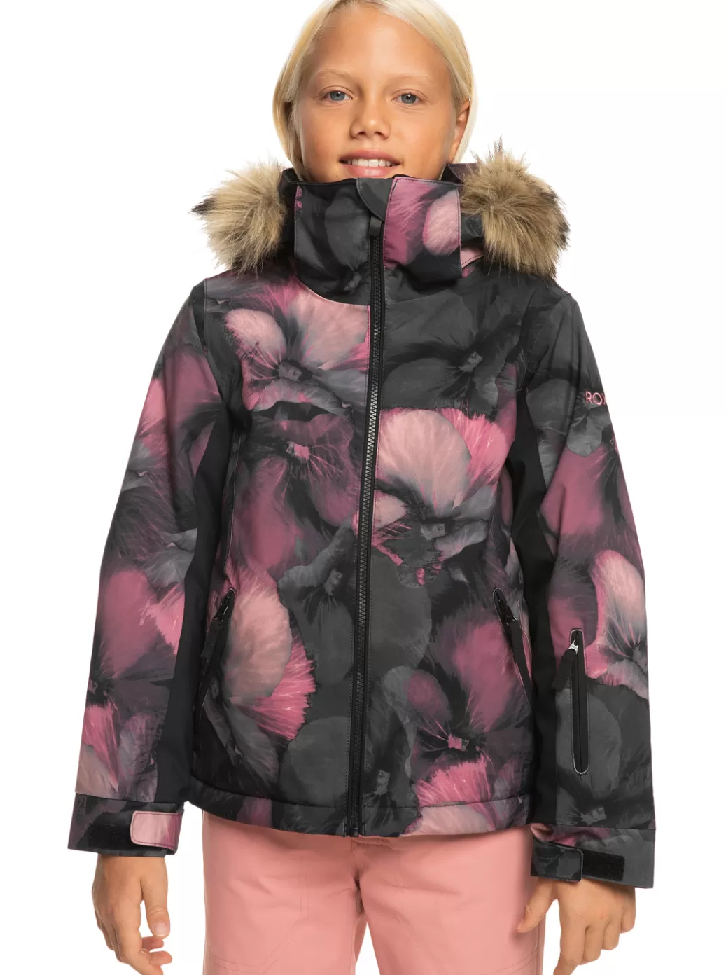 Snow Jackets | Girls Snow | KIDS | WOMEN ROXY Girl's 4-16 American Pie Technical Snow Jacket True Black Pansy Pansy Rg