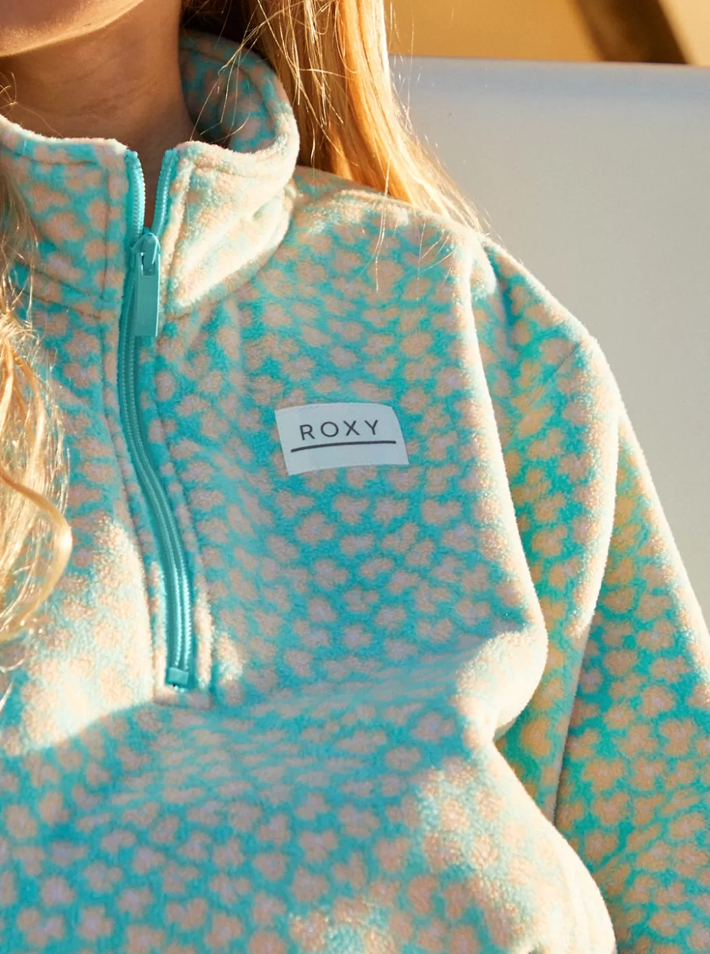 Tees & Tanks | KIDS ROXY Girl's 4-16 Electric Feel Zip-Up Fleece Aruba Blue Flower Bed