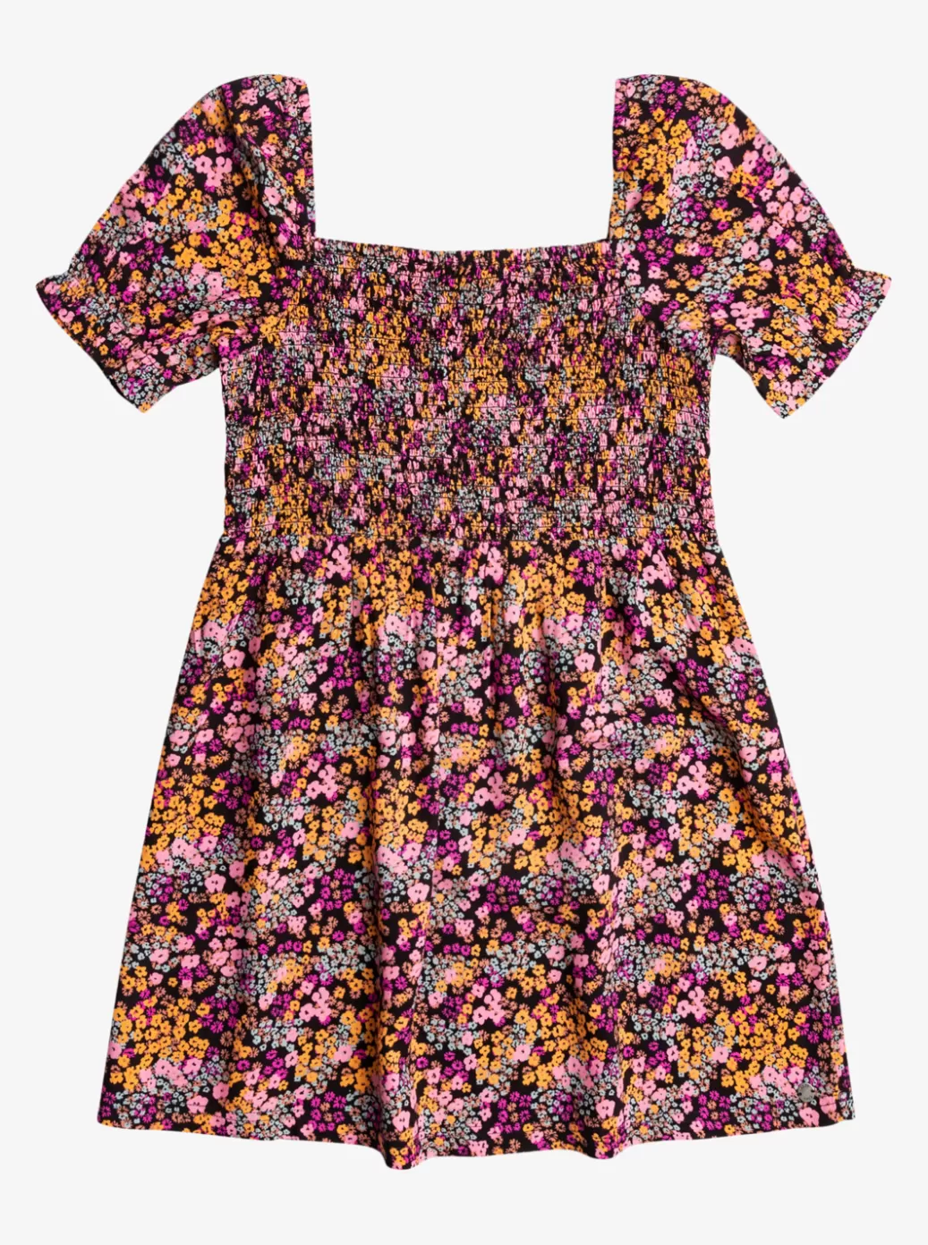 Dresses & Rompers | KIDS ROXY Girl's 4-16 Free The Animal Short Sleeve Dress Anthracite Floral Daze
