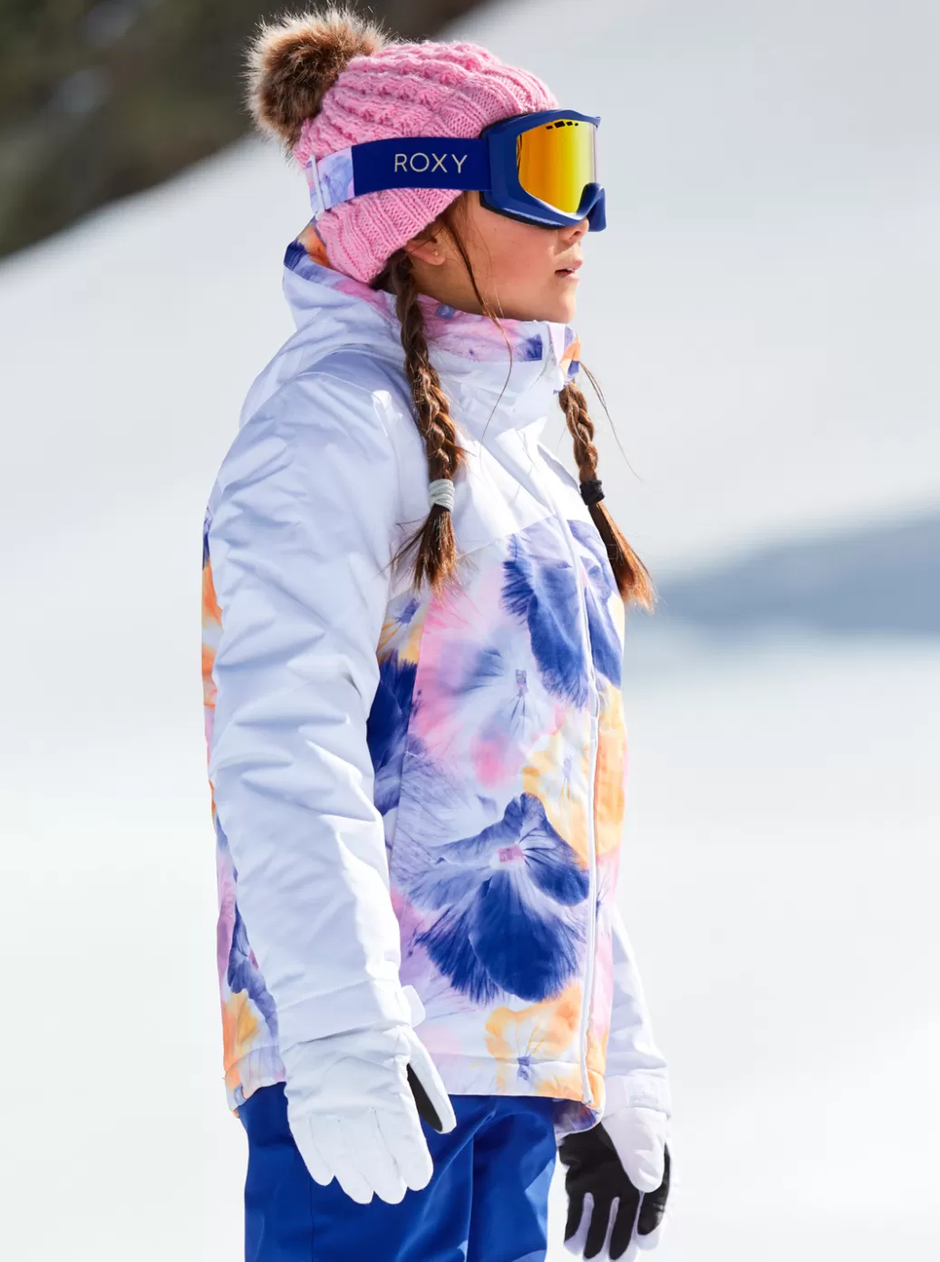 Snow Jackets | Girls Snow | KIDS | WOMEN ROXY Girl's 4-16 Greywood Technical Snow Jacket Bright White Pansy Pansy Rg