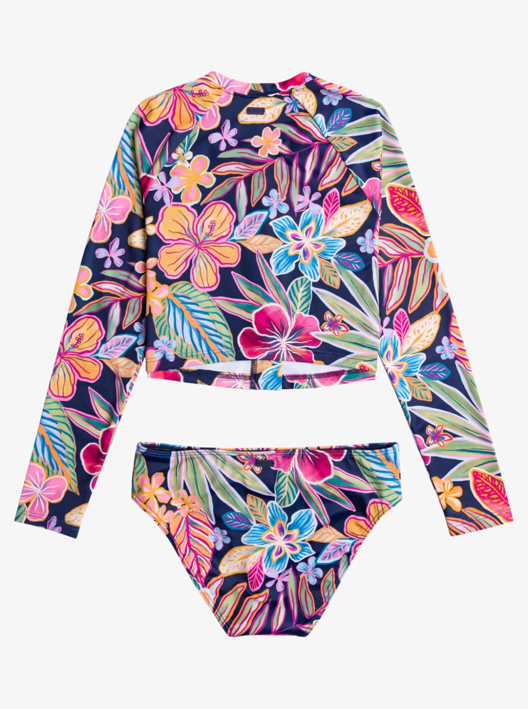 Surf | KIDS ROXY Girl's 7-16 Paradise Trip Cropped Long Sleeve Rashguard Mood Indigotrue Paradise