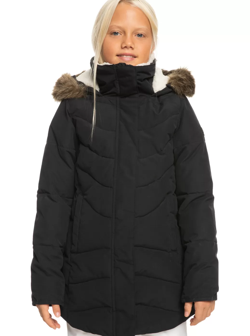Jackets | Girls Snow | KIDS | WOMEN ROXY Girls' 4-16 Elsie Longline Winter Jacket True Black