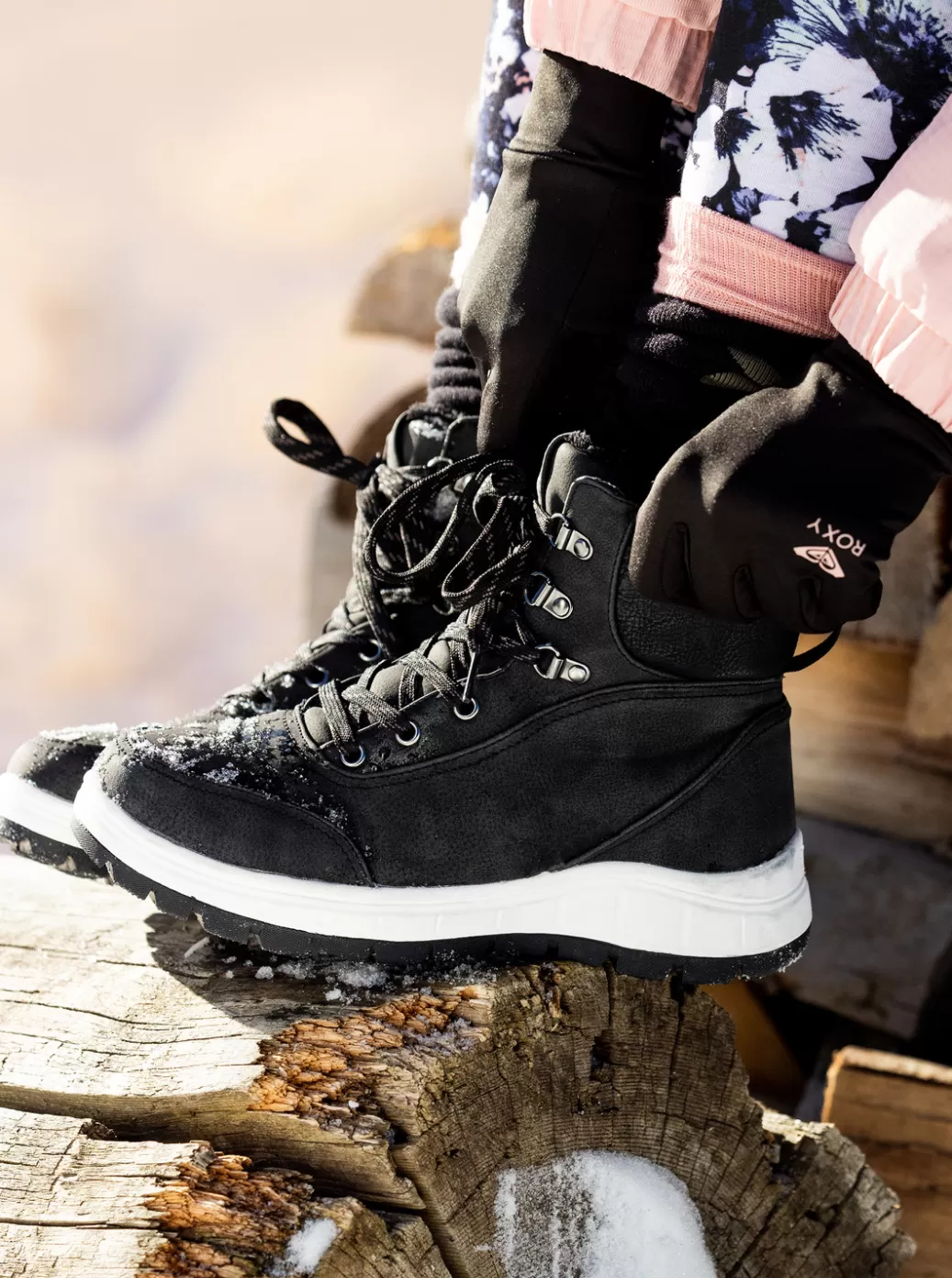 Boots | WOMEN ROXY Karmel Lace-Up Boots Black