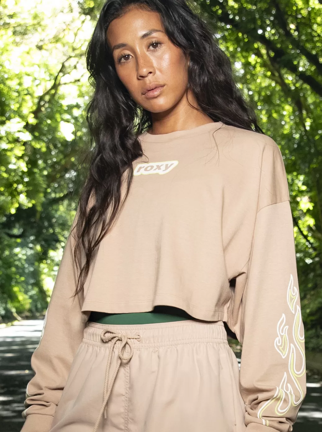 Kelia Active | Tops | Tees & Tanks | WOMEN ROXY Kelia Cropped Oversized Long Sleeve T-Shirt Warm Taupe