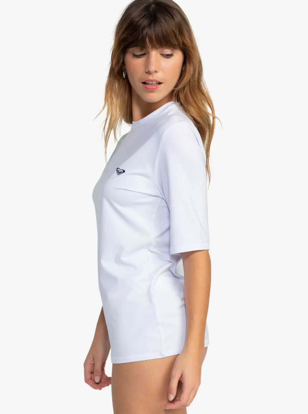 Rashguards | WOMEN ROXY New Enjoy Waves Short Sleeve UPF 50 Surf T-Shirt Bright White
