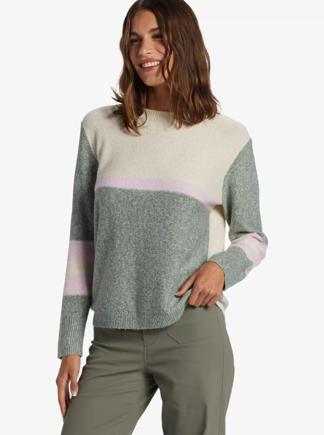 Fleece & Hoodies | WOMEN ROXY Real Groove Crew Neck Sweater Tapioca