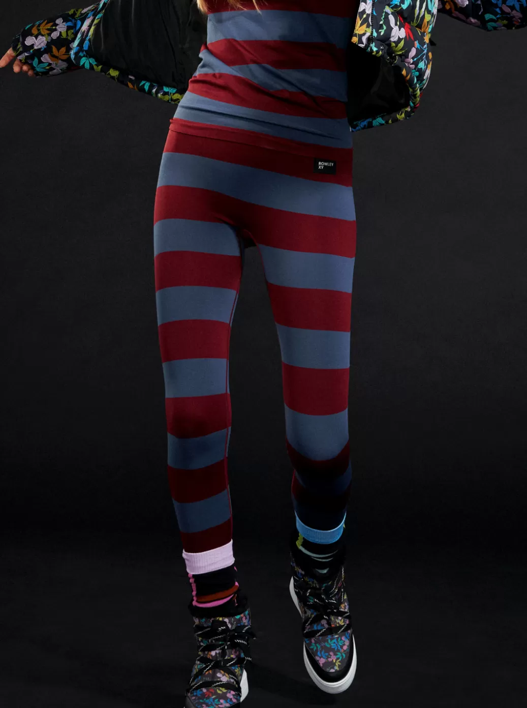 Base Layers | WOMEN ROXY ROWLEY X Seamless Technical Base Layer Leggings Insignia Blue Bico Stripes