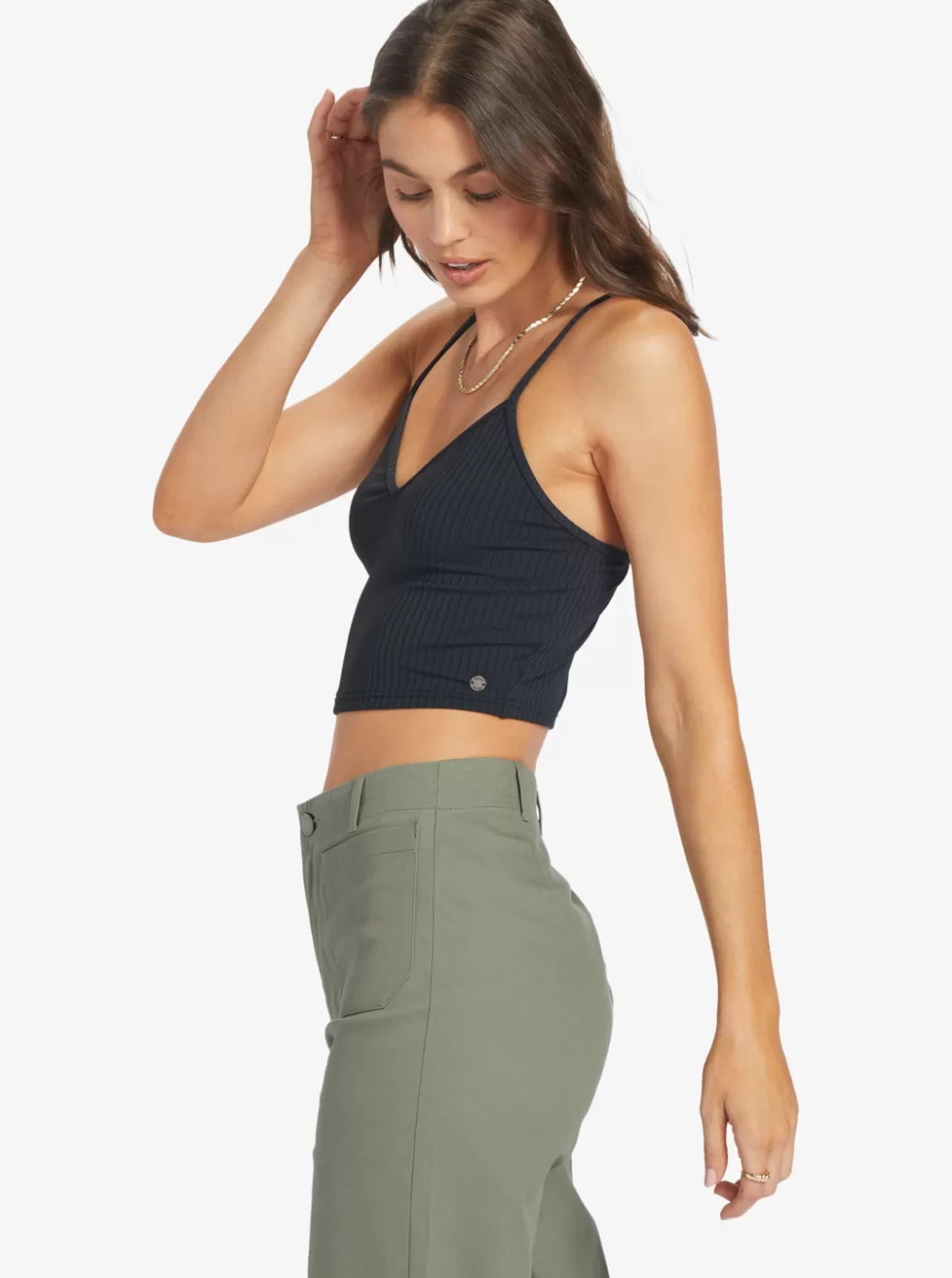 Tops | WOMEN ROXY Brami Solid Halter Top Anthracite
