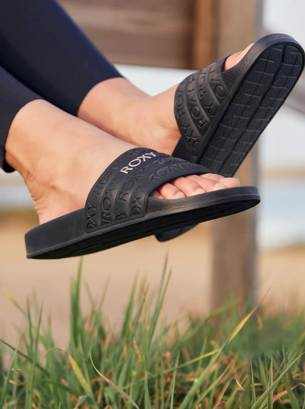 Sandals | WOMEN ROXY Slippy Water-Friendly Sandals Black/m Gold