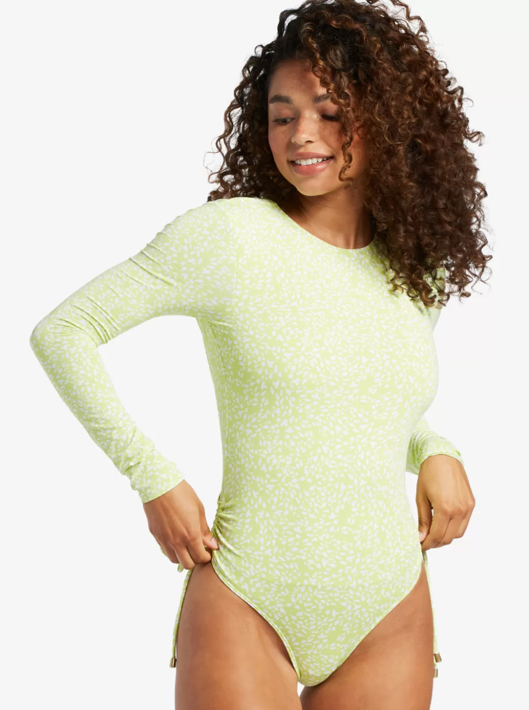 Rashguards | One Pieces | WOMEN ROXY Sunrise Tides UPF 50 Rashguard Long Sleeve Swimsuit Daiquiri Green Sea Spray