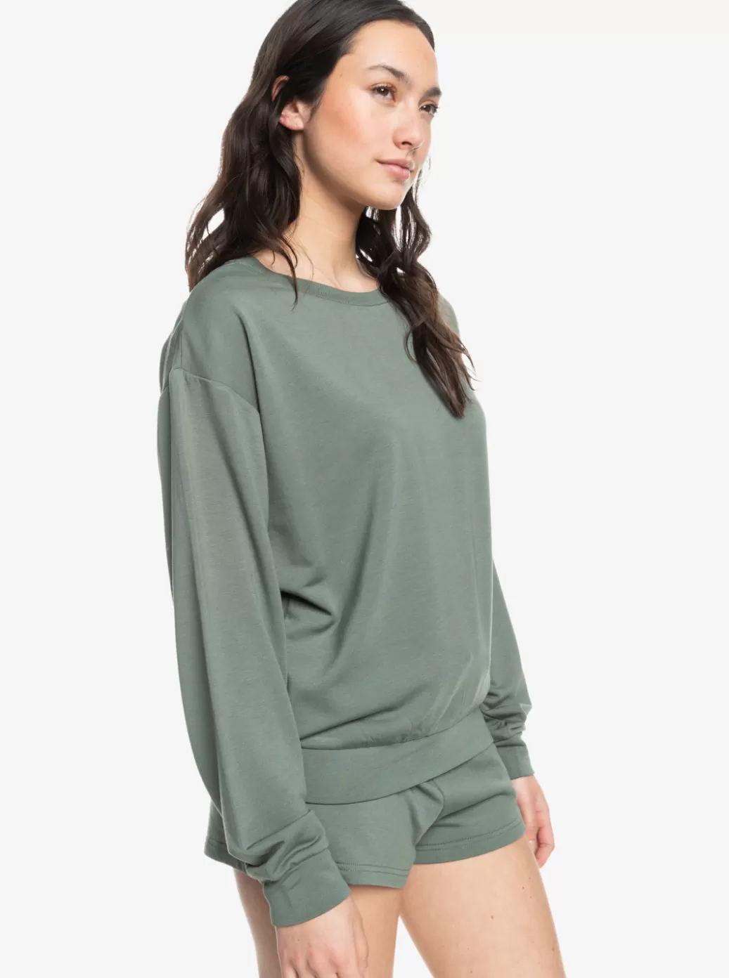 Loungewear | Sweaters | Fleece & Hoodies | WOMEN ROXY Surfing By Moonlight B Cozy Lounge Top Agave Green