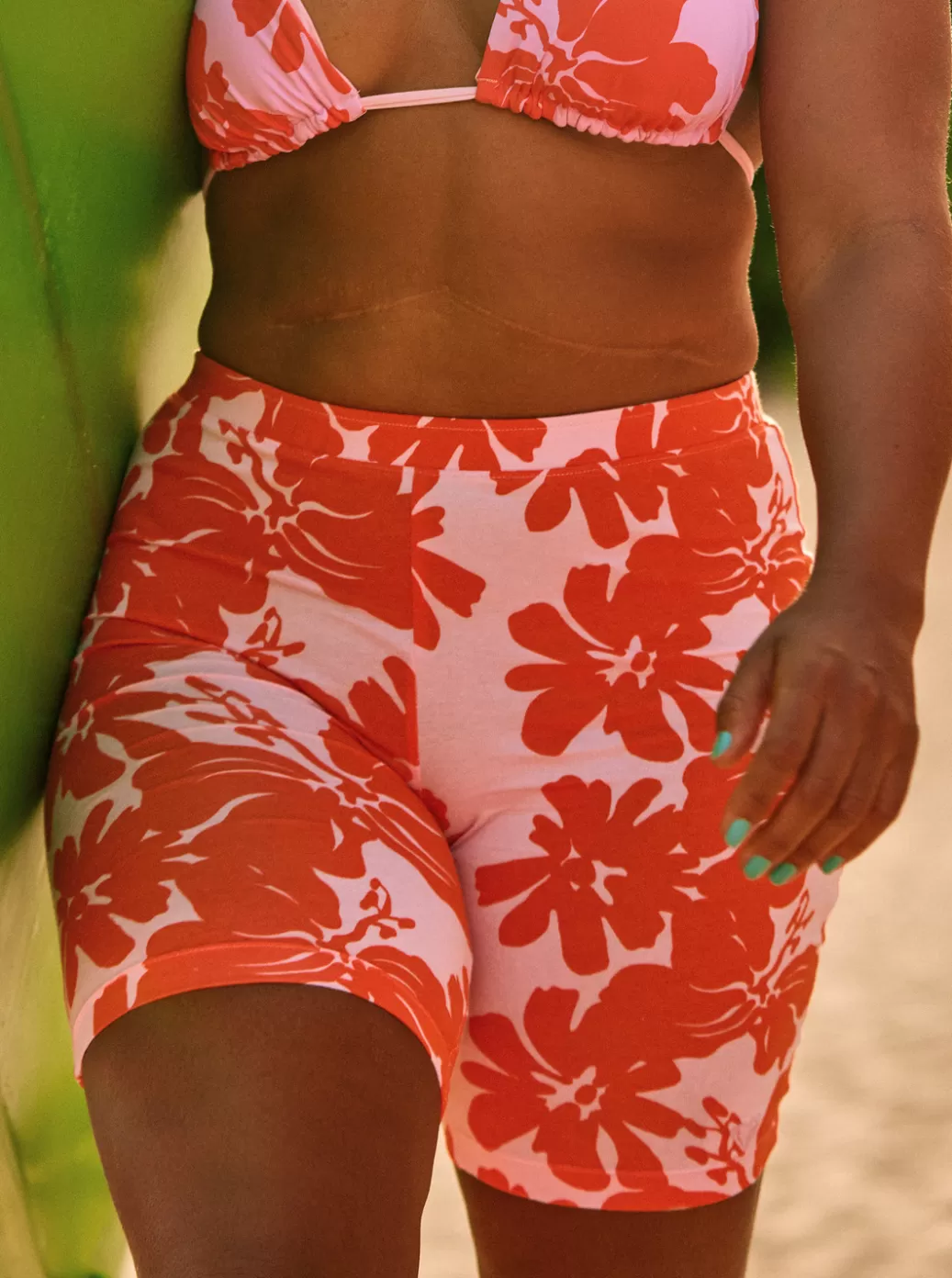 Bottoms | ROXY x Kate Bosworth | Shorts | WOMEN ROXY Surf.Kind.Kate. Bike Shorts Pink Frosting My Kind Of Hibis