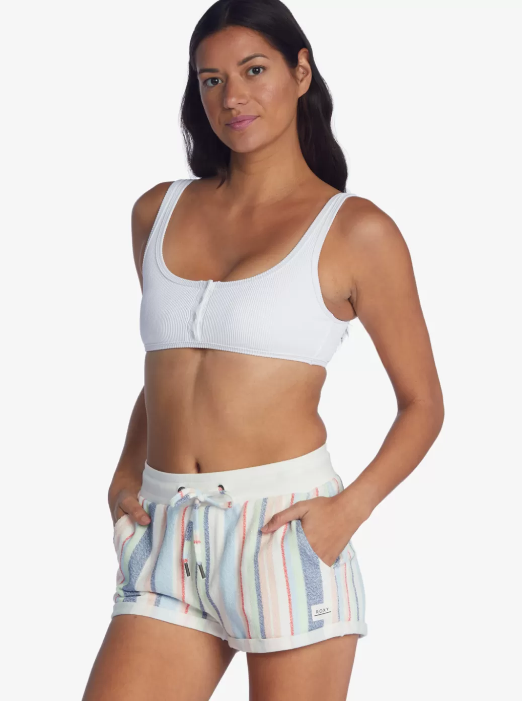 Loungewear | Shorts | WOMEN ROXY Waves And Rays Fleece Bottom Bayside Stripe