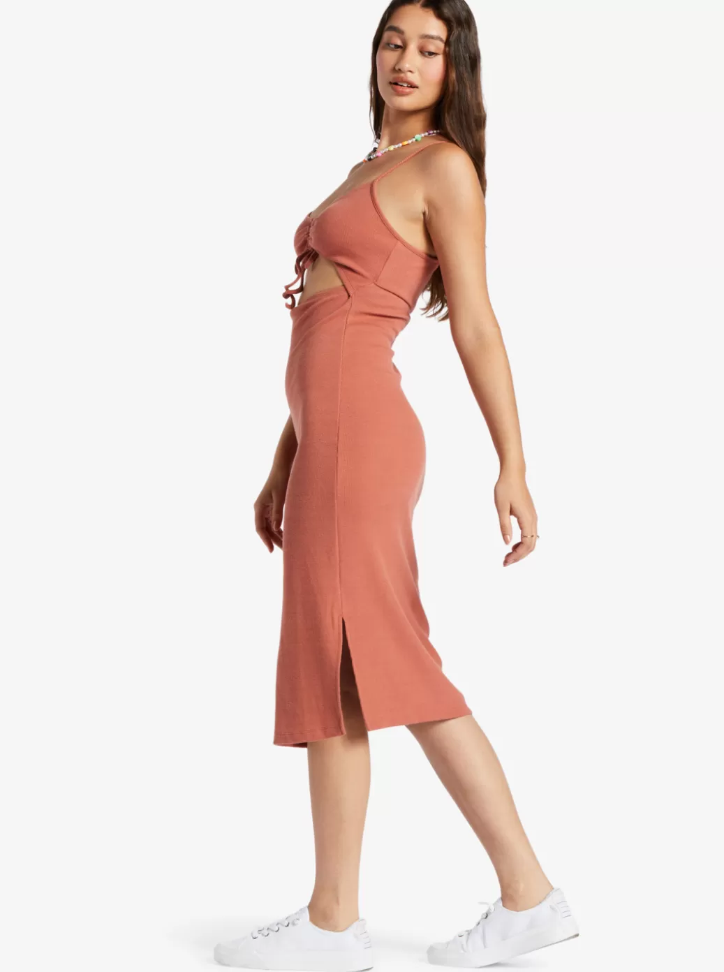 Dresses | WOMEN ROXY Wavey Baby Rib Knit Dress Redwood Burl